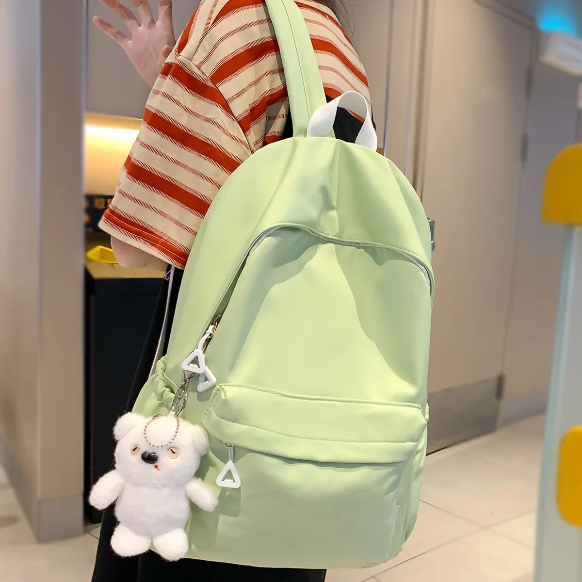 Trendy Women Green Kawaii College Backpack Lady Laptop Fashion Female Travel Cute Student BookBag Girl Nylon School Bag Cool New