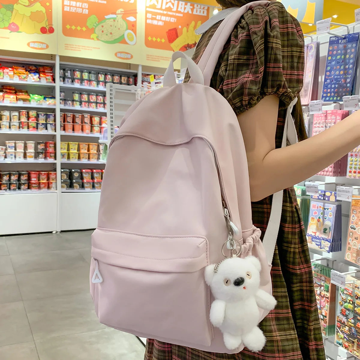 Trendy Women Green Kawaii College Backpack Lady Laptop Fashion Female Travel Cute Student BookBag Girl Nylon School Bag Cool New