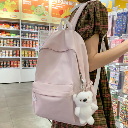 Trendy Women Green Kawaii College Backpack Lady Laptop Fashion Female Travel Cute Student BookBag Girl Nylon School Bag Cool New