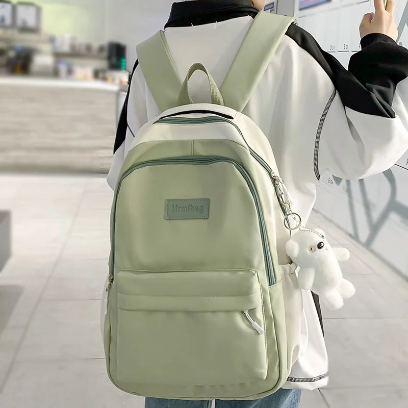 Trendy Women Green Laptop Waterproof School Bag Female Fashion Lady High Capacity College Backpack Cute Girl Travel Book Bag New
