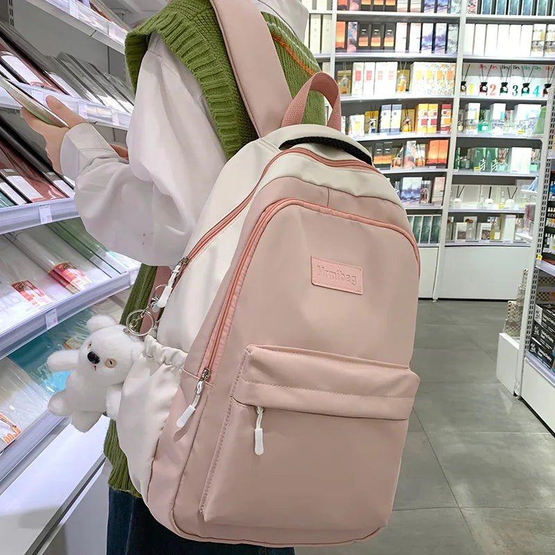 Trendy Women Green Laptop Waterproof School Bag Female Fashion Lady High Capacity College Backpack Cute Girl Travel Book Bag New
