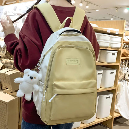Trendy Women Green Laptop Waterproof School Bag Female Fashion Lady High Capacity College Backpack Cute Girl Travel Book Bag New