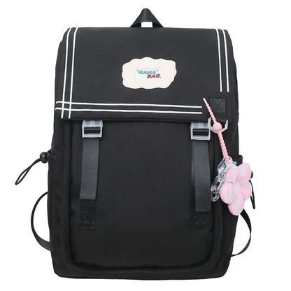 Trendy Women Green Nylon Laptop Book Bag Ladies Leisure College Backpack Girl Cute Travel Kawaii School Bags Fashion Female Cool