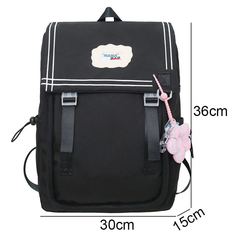Trendy Women Green Nylon Laptop Book Bag Ladies Leisure College Backpack Girl Cute Travel Kawaii School Bags Fashion Female Cool