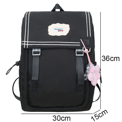 Trendy Women Green Nylon Laptop Book Bag Ladies Leisure College Backpack Girl Cute Travel Kawaii School Bags Fashion Female Cool