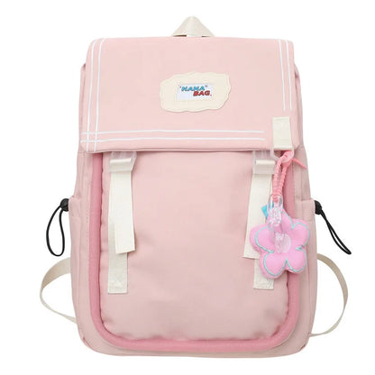 Trendy Women Green Nylon Laptop Book Bag Ladies Leisure College Backpack Girl Cute Travel Kawaii School Bags Fashion Female Cool
