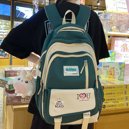 Trendy Women Kawaii High Capacity College Backpack Female Laptop Book Girl Cute Travel School Bags Lady Student Backpack Fashion
