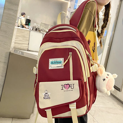 Trendy Women Kawaii High Capacity College Backpack Female Laptop Book Girl Cute Travel School Bags Lady Student Backpack Fashion