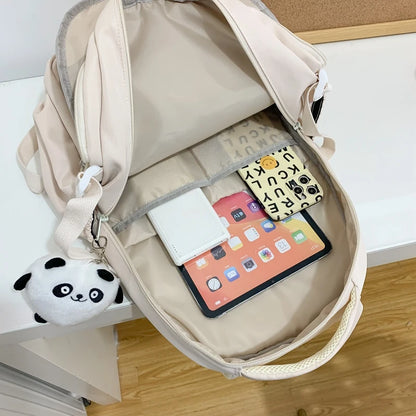 Trendy Women Pink School Bag New Girl Travel Book Backpack Fashion Ladies Kawaii College Backpack Cool Female Laptop Student Bag
