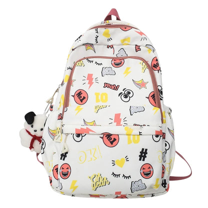 Trendy Women Purple Cartoon Printing Female College Backpack Kawaii Fashion Lady Laptop Travel BookBag Girl Nylon SchoolBag Cute