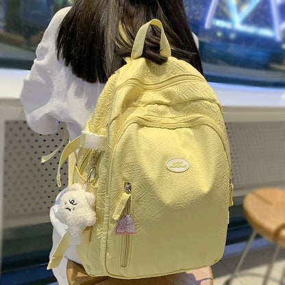 Trendy Women Yellow Laptop School Bag Girl Travel Kawaii Book Backpack Fashion Lady Leisure Bag Female Cute College Backpack New