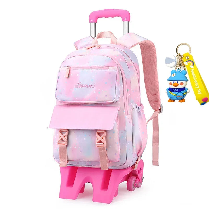 Trolley Schoolbag kids school Backpack for girls Wheel Children School With Wheels Removable Kids Luggage Book Bags