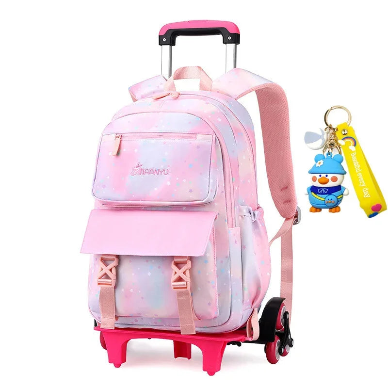 Trolley Schoolbag kids school Backpack for girls Wheel Children School With Wheels Removable Kids Luggage Book Bags