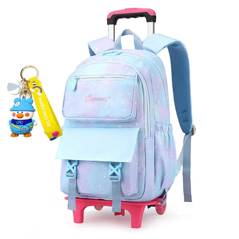Trolley Schoolbag kids school Backpack for girls Wheel Children School With Wheels Removable Kids Luggage Book Bags