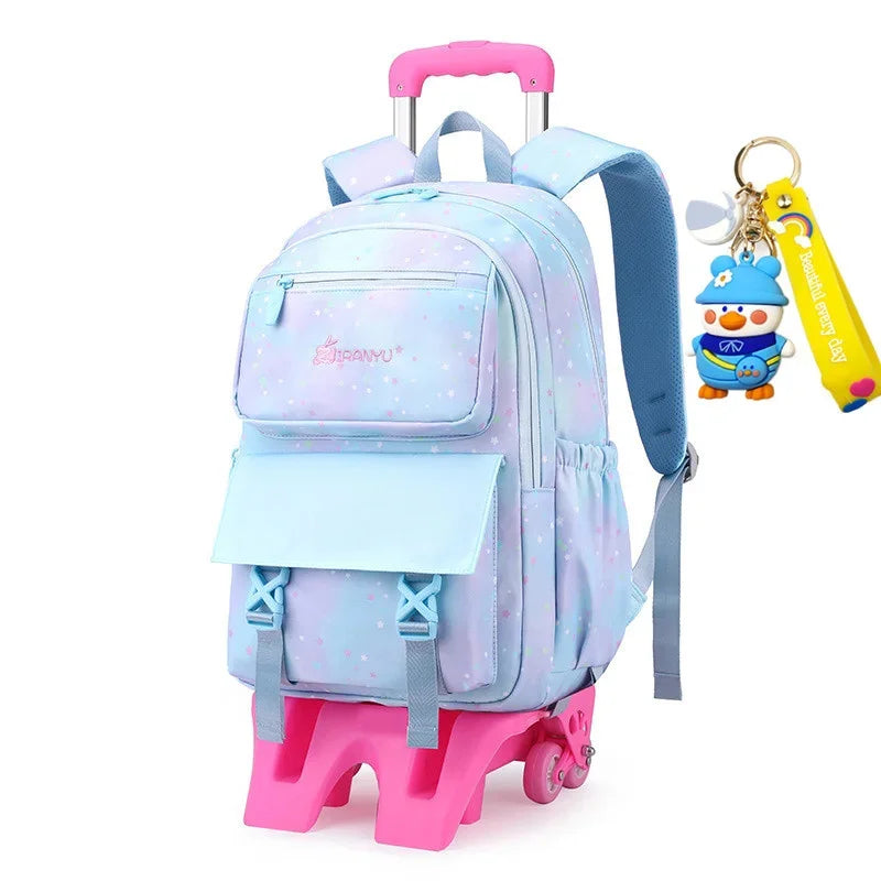 Trolley Schoolbag kids school Backpack for girls Wheel Children School With Wheels Removable Kids Luggage Book Bags