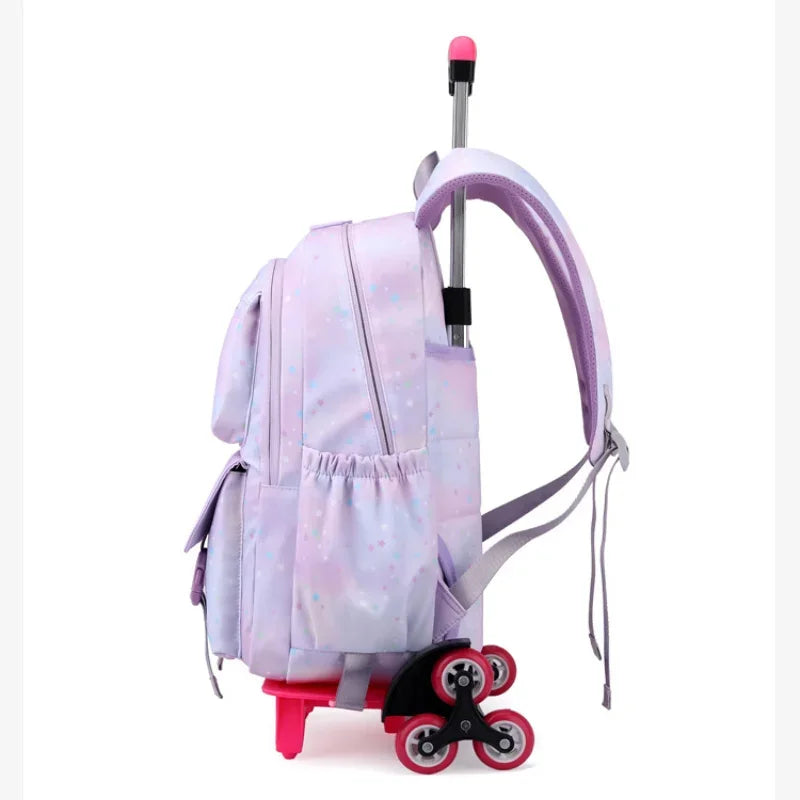 Trolley Schoolbag kids school Backpack for girls Wheel Children School With Wheels Removable Kids Luggage Book Bags