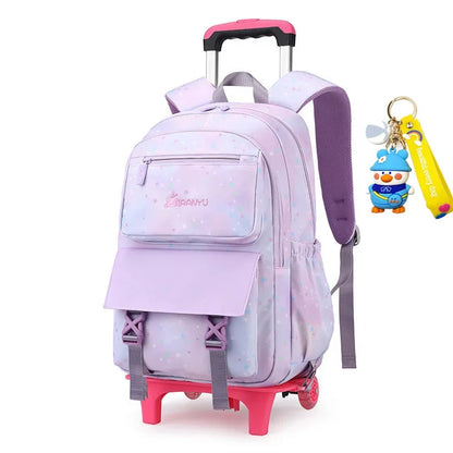 Trolley Schoolbag kids school Backpack for girls Wheel Children School With Wheels Removable Kids Luggage Book Bags