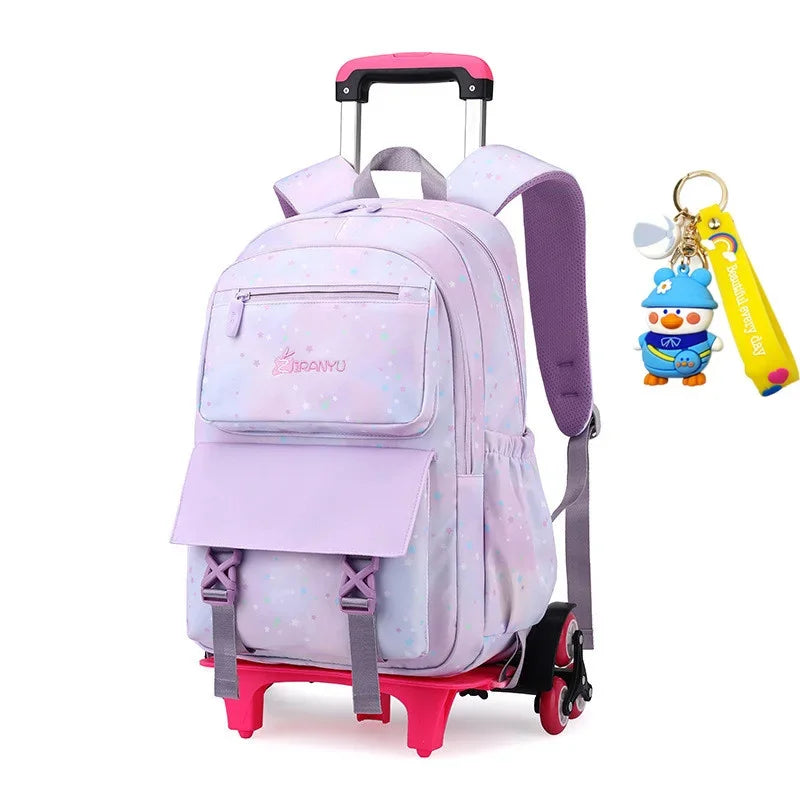 Trolley Schoolbag kids school Backpack for girls Wheel Children School With Wheels Removable Kids Luggage Book Bags