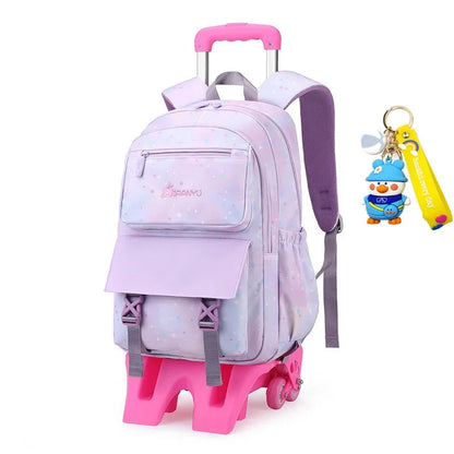 Trolley Schoolbag kids school Backpack for girls Wheel Children School With Wheels Removable Kids Luggage Book Bags