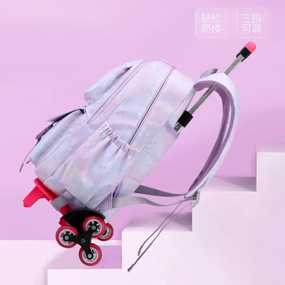 Trolley Schoolbag kids school Backpack for girls Wheel Children School With Wheels Removable Kids Luggage Book Bags