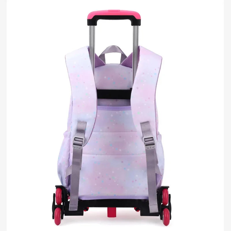 Trolley Schoolbag kids school Backpack for girls Wheel Children School With Wheels Removable Kids Luggage Book Bags