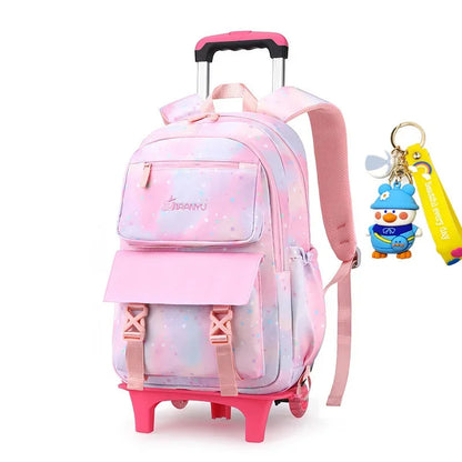 Trolley Schoolbag kids school Backpack for girls Wheel Children School With Wheels Removable Kids Luggage Book Bags