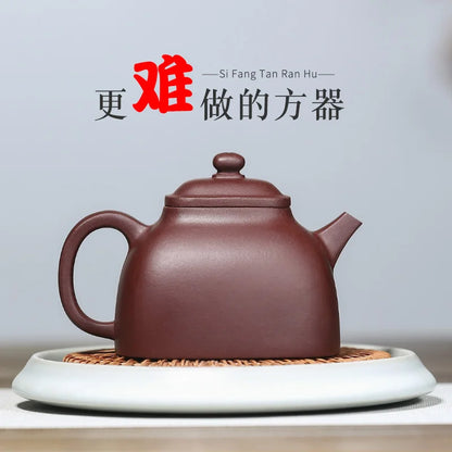 True art yixing undressed ore recommended pure manual teapot tea ware kung fu tea set square purple clay pot