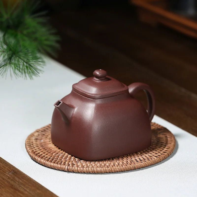 True art yixing undressed ore recommended pure manual teapot tea ware kung fu tea set square purple clay pot