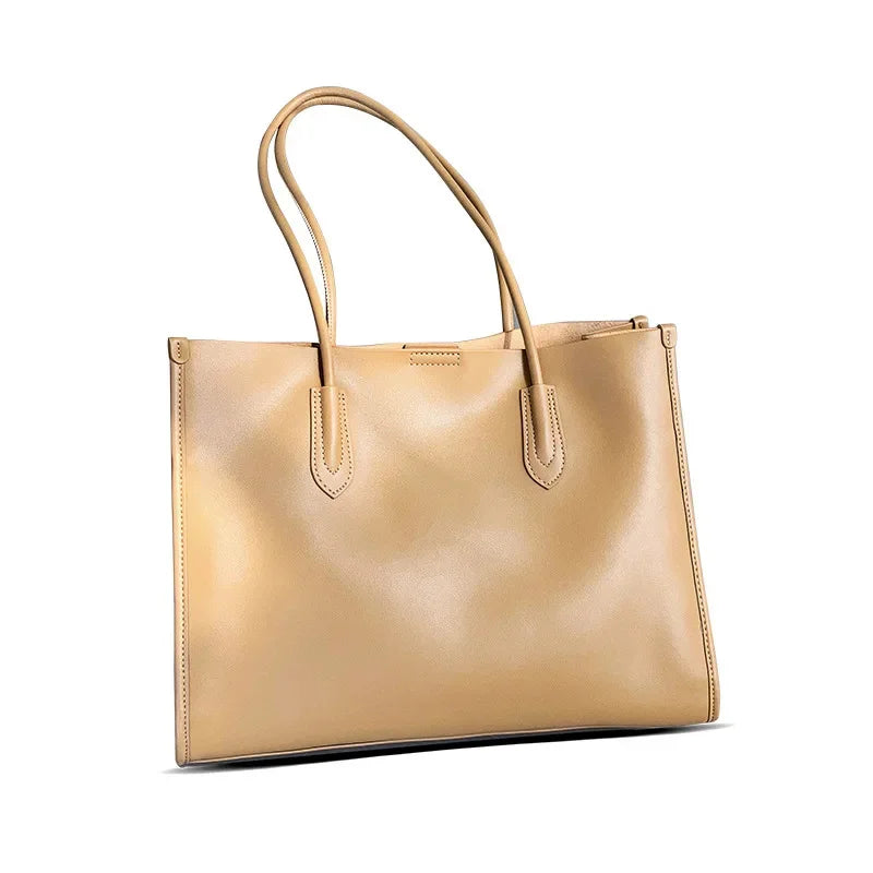 True cowhide large capacity, fashionable new high-end shoulder crossbody bag, women's handbag