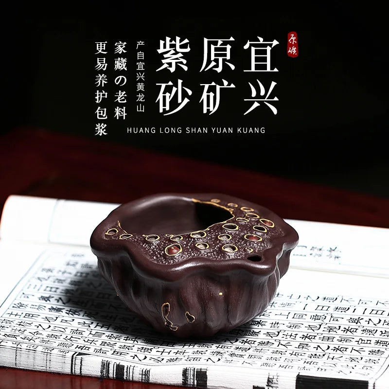 True tea set suit pure manual yixing purple sand of a complete set of kung fu tea lotus filtering small fair mug