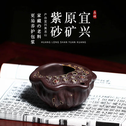 True tea set suit pure manual yixing purple sand of a complete set of kung fu tea lotus filtering small fair mug