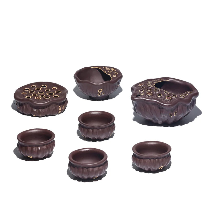 True tea set suit pure manual yixing purple sand of a complete set of kung fu tea lotus filtering small fair mug