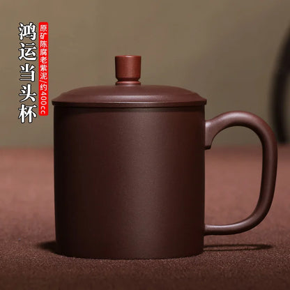 True yixing purple sand cup all hand purple sand cup lid cup office cup cup tea much luck kung fu cup