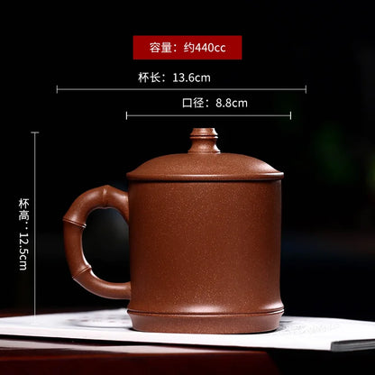 True yixing purple sand cup bamboo cups with cover men office gift tea cup is pure handmade bamboo