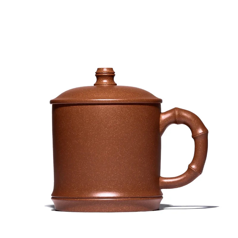 True yixing purple sand cup bamboo cups with cover men office gift tea cup is pure handmade bamboo