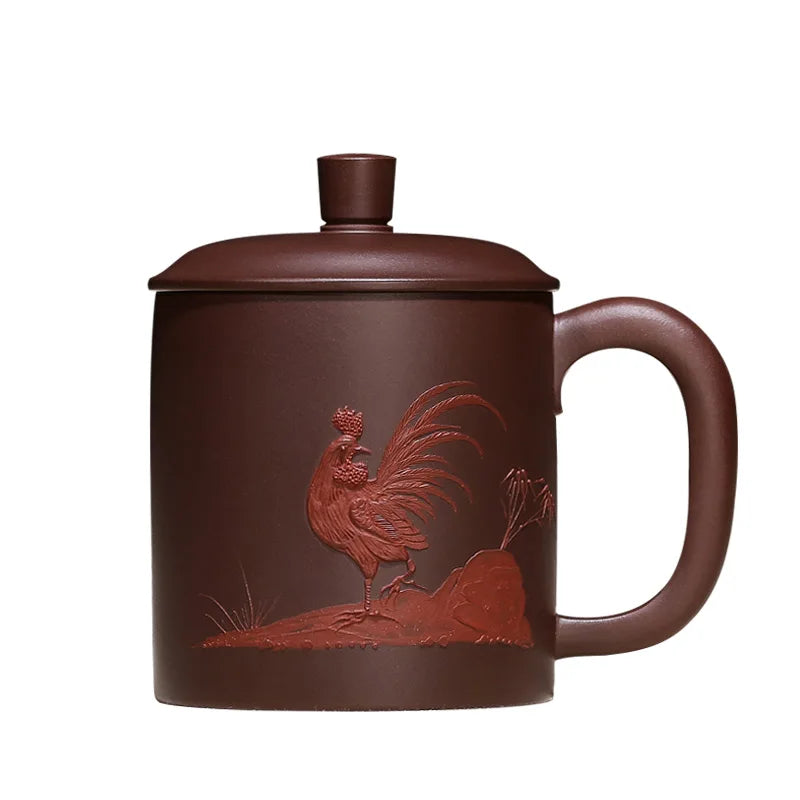 True yixing purple sand cup of pure manual cover cup foam cups pile of old crow purple clay flower mud painting cup