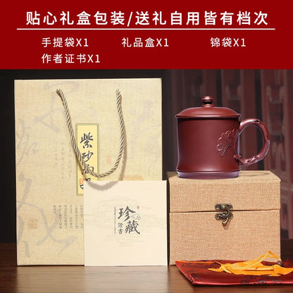 True yixing purple sand cup of pure manual cover cup office cup of the tea cup than military ceramic cup