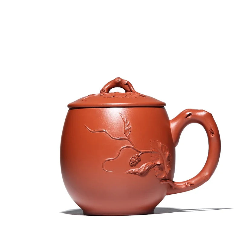 True yixing purple sand cup pure manual cover cup tea cup run of mine ore mud heap flower decals, zhu beauty cup