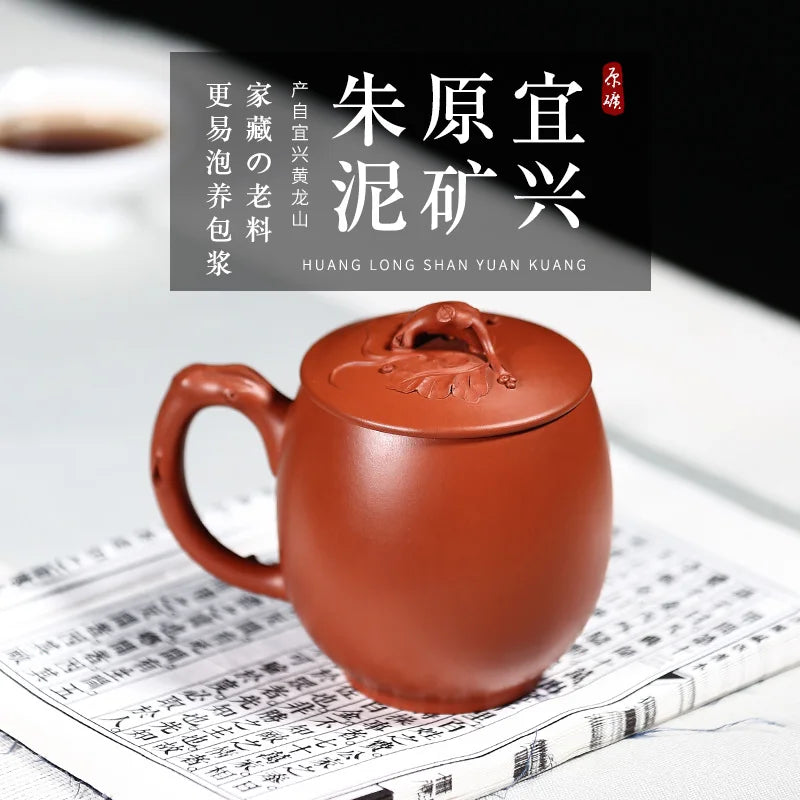 True yixing purple sand cup pure manual cover cup tea cup run of mine ore mud heap flower decals, zhu beauty cup