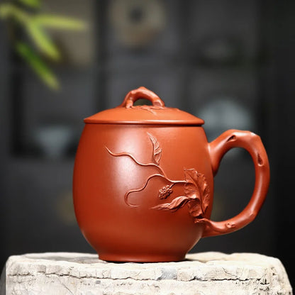 True yixing purple sand cup pure manual cover cup tea cup run of mine ore mud heap flower decals, zhu beauty cup