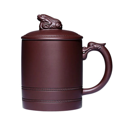 True yixing purple sand cup pure manual purple cover cup tea cup tea set gift office cup fish dragon cup