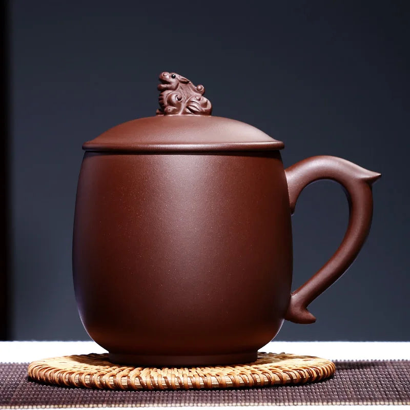 True yixing purple sand cup pure manual violet arenaceous big cups male cover cup dragons cup free gift custom lettering