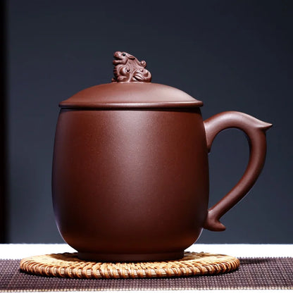 True yixing purple sand cup pure manual violet arenaceous big cups male cover cup dragons cup free gift custom lettering