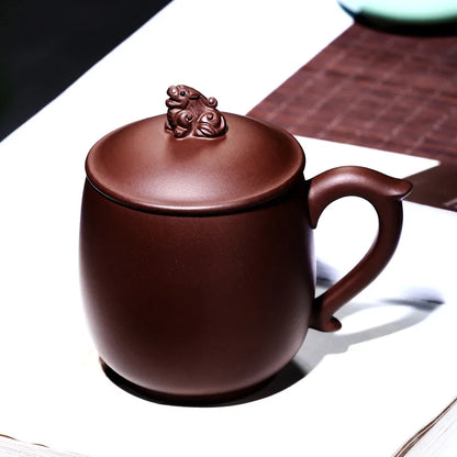 True yixing purple sand cup pure manual violet arenaceous big cups male cover cup dragons cup free gift custom lettering