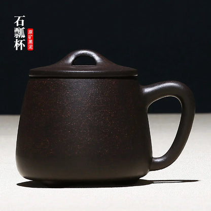 True yixing purple sand cup run of mine ore all hand tea tea tea cup glass office stone gourd ladle cover cup mug