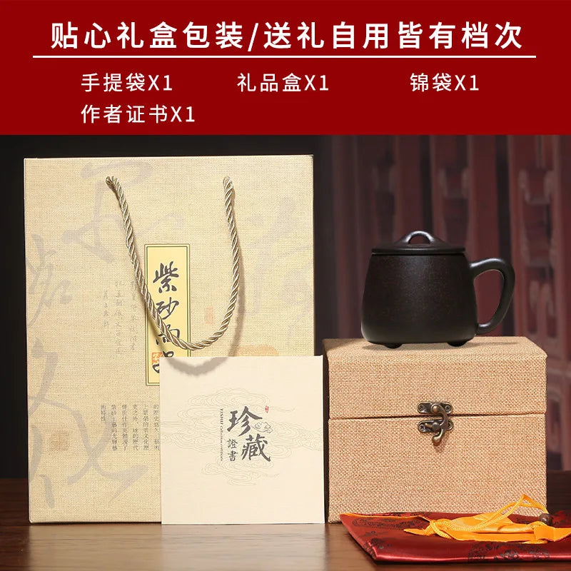 True yixing purple sand cup run of mine ore all hand tea tea tea cup glass office stone gourd ladle cover cup mug