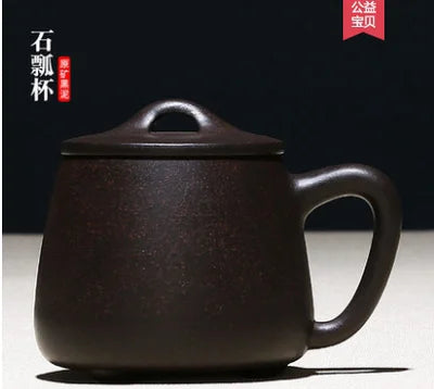 True yixing purple sand cup run of mine ore all hand tea tea tea cup glass office stone gourd ladle cover cup mug