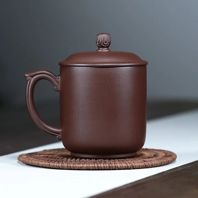 True yixing undressed ore purple sand cup all hand cover cup tea cup office cup engraved paint tea rhyme tiancheng cup