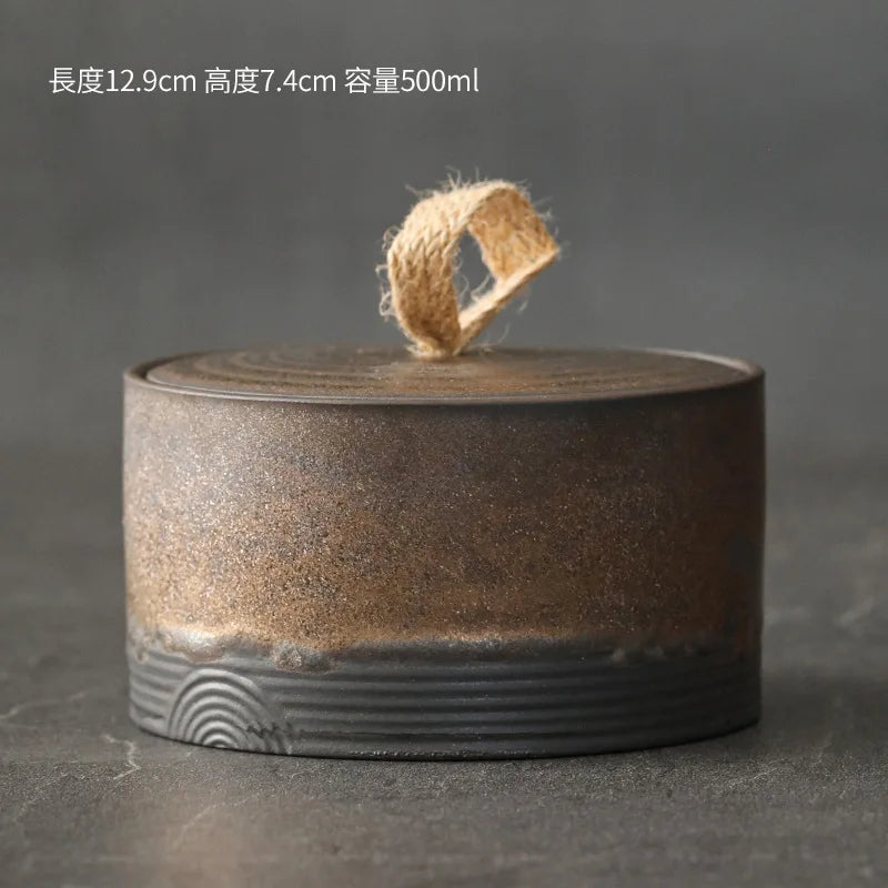 Trumpet Hermetic Pots Japanese Style Sugar Bowl Sealed Pot Tea Box Tangerine Peel Pot Ceramic Flower Tea Coarse Pottery Teaware