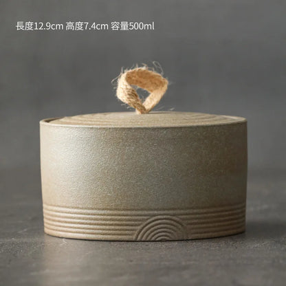 Trumpet Hermetic Pots Japanese Style Sugar Bowl Sealed Pot Tea Box Tangerine Peel Pot Ceramic Flower Tea Coarse Pottery Teaware